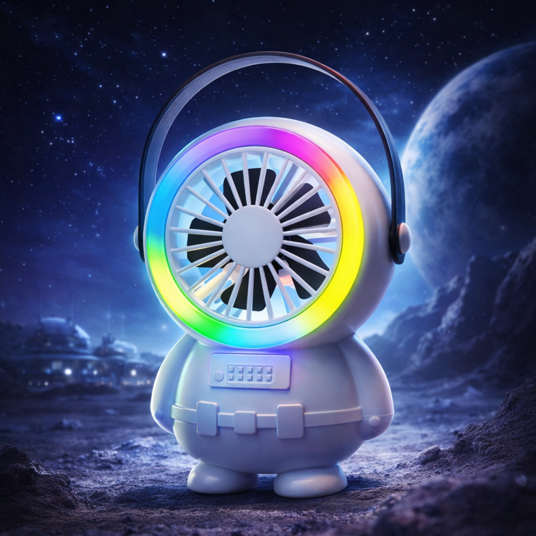 Astronaut Mini Desktop Fan with RGB Night Light