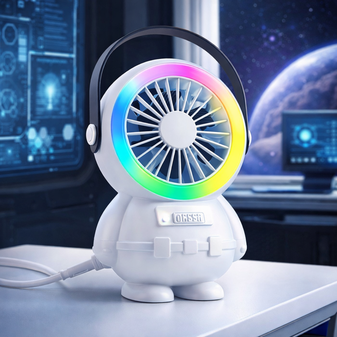 Astronaut Mini Desktop Fan with RGB Night Light