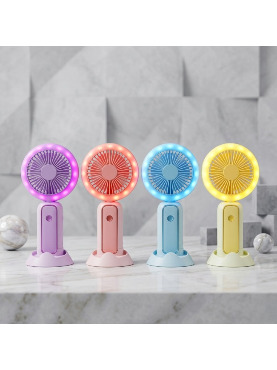 Mini Portable Rechargeable Hand Fan with LED Light