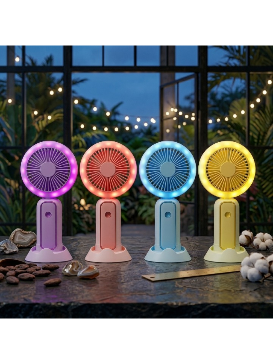 Mini Portable Rechargeable Hand Fan with LED Light